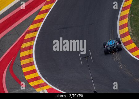 BWT Alpine Spanish Rider Fernando Alonso im Einsatz beim dritten Training beim Grand Prix F1 von Belgien, in Spa-Francorchamps, Samstag, 27. August 2022. Der Formel-1-Grand-Prix von Spa-Francorchamps findet an diesem Wochenende vom 26.. Bis 28.. August statt. BELGA FOTO JONAS ROOSENS Stockfoto