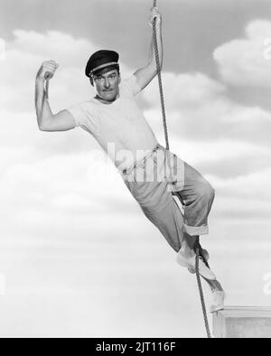 Errol Flynn. Australisch-amerikanischer Schauspieler. 20. juni 1909 - 14. oktober 1959. Während des Goldenen Zeitalters Hollywoods, das für seine romantischen Swashbuckler-Rollen bekannt ist, erlangte er weltweiten Ruhm. Abgebildet in der Hauptrolle im Film Adventures of Captain Fabian aus dem Jahr 1951. Stockfoto