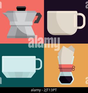 Symbole für den internationalen Kaffeetag Stock Vektor