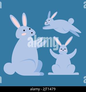 Drei Kaninchen Tiere Gruppe Zeichen Stock Vektor