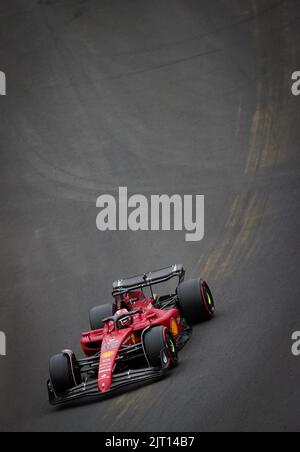 Scuderia Ferrari Monegasque-Fahrer Charles Leclerc im Einsatz beim dritten Training beim Grand Prix F1 von Belgien, in Spa-Francorchamps, Samstag, 27. August 2022. Der Formel-1-Grand-Prix von Spa-Francorchamps findet an diesem Wochenende vom 26.. Bis 28.. August statt. BELGA FOTO VIRGINIE LEFOUR Stockfoto