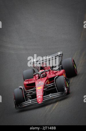 Scuderia Ferrari Monegasque-Fahrer Charles Leclerc im Einsatz beim dritten Training beim Grand Prix F1 von Belgien, in Spa-Francorchamps, Samstag, 27. August 2022. Der Formel-1-Grand-Prix von Spa-Francorchamps findet an diesem Wochenende vom 26.. Bis 28.. August statt. BELGA FOTO VIRGINIE LEFOUR Stockfoto