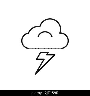 Gewitter-Symbol in der Linie Stil mit Wolke und Blitz Symbole die eine ist auf einem weißen Hintergrund isoliert. Stock Vektor