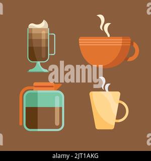 Vier Symbole für den internationalen Kaffeetag Stock Vektor