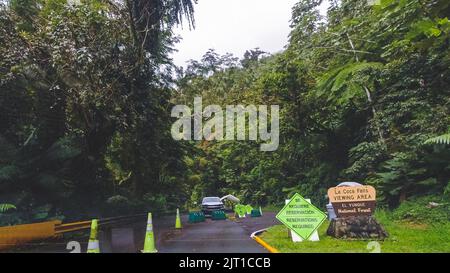 Reservierungs-Checkpoint El Yunque National Forest in La Coca Falls View Area Stockfoto