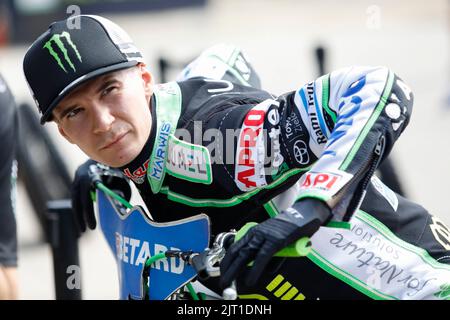 Breslau, Polen. August 27. 2022. Betard FIM Speedway GP von Polen im Olympiastadion. Im Bild: Patryk Dudek (POL) während des Qualifying © Piotr Zajac/Alamy Live News Stockfoto