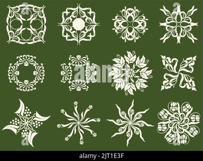Eine Reihe von Vintage Vektor dekorativen Frühling Blume dekorativen Ikonen. Stock Vektor