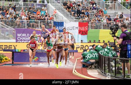 Die 3000m-Hindernisrennen der Frauen werden am 16.. Juli 2022 bei den Leichtathletik-Weltmeisterschaften im Hayward Field, Eugene, Oregon, USA, ausgetragen. Foto von Gary Mitchell Stockfoto