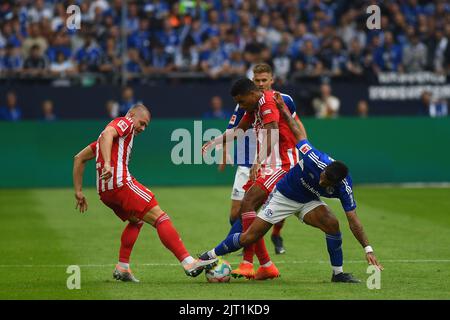 GELSENKIRCHEN, DEUTSCHLAND - 27. AUGUST 2022: Das Fußballspiel der Bundesliga FC Schalke 04 gegen Union Berlin Stockfoto