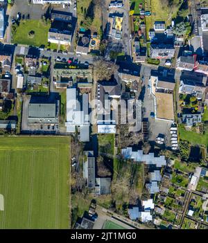 Luftaufnahme, Niederrhein-Kolleg, Bereich mit Schlafsaal, Wehrstraße, Schlad, Oberhausen, Ruhrgebiet, Nordrhein-Westfalen, Deutschland, Berufsschule, E Stockfoto