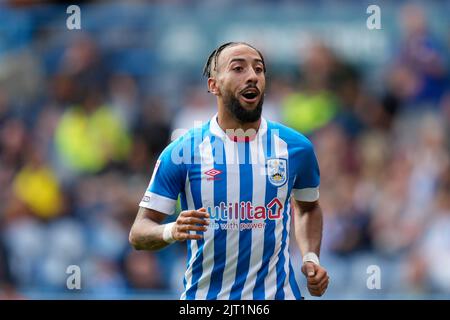 Huddersfield, Großbritannien. 27. August 2022. Sorba Thomas #7 von Huddersfield Town in Huddersfield, Vereinigtes Königreich am 8/27/2022. (Foto von Steve Flynn/News Images/Sipa USA) Quelle: SIPA USA/Alamy Live News Stockfoto