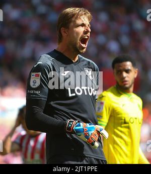 Norwich City Torwart Tim Krul während des Sky Bet Championship Spiels zwischen Sunderland und Norwich City im Stadium of Light, Sunderland am Samstag, 27.. August 2022. (Kredit: Michael Driver | MI Nachrichten) Kredit: MI Nachrichten & Sport /Alamy Live Nachrichten Stockfoto