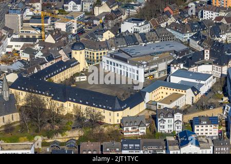 Luftaufnahme, Campus Universität Siegen - Unteres Schloss, Kaufhaus Galerie, Siegen-Kernband, Siegen, Sauerland, Nordrhein-Westfalen, Deutschland Stockfoto