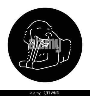 Golder Retriever kauen Knochen Farbe Linie Symbol. Piktogramm für Webseite, mobile App, Promo. Stock Vektor