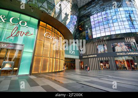 SINGAPUR - CA. JANUAR 2020: Eintritt zum ION Orchard Einkaufszentrum in Singapur. Stockfoto