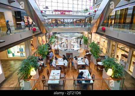 SINGAPUR - 20. JANUAR 2020: Innenaufnahme der Shoppes in Marina Bay Sands Stockfoto