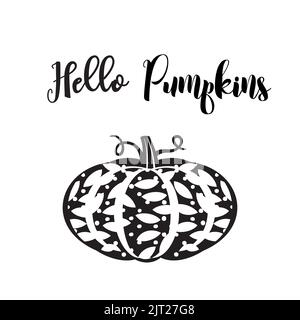 Kürbis Schablone schwarz dekorative Vektor-Symbol. Kunstvolles Erntesymbol isoliert auf weißem Hintergrund. Thanksgiving Tag, Halloween Design Element Stock Vektor