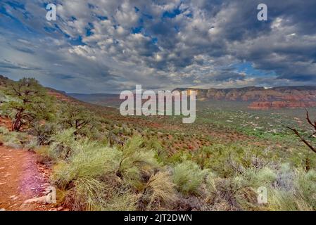 Munds Mountain in Sedona, Arizona, vom Airport Loop Trail aus gesehen. Stockfoto