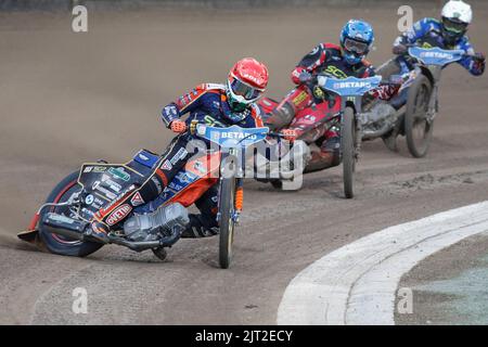 Breslau, Polen. August 27. 2022. Betard FIM Speedway GP von Polen im Olympiastadion. Im Bild: #155 Mikkel Michelsen (DEN) © Piotr Zajac/Alamy Live News Stockfoto