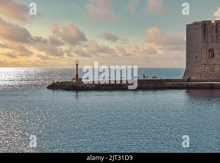 Porporela Wellenbrecher in der Altstadt von Dubrovnik in Kroatien Stockfoto