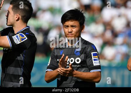 ELCHE, SPANIEN - 27. AUGUST: Nehmen Sie Kubo von Real Sociedad während des Spiels zwischen Elche CF und Real Sociedad de Futbol von La Liga Santander am 27. August 2022 in Martínez Valero in Elche, Spanien. (Foto von Samuel Carreño/ PX Images) Stockfoto