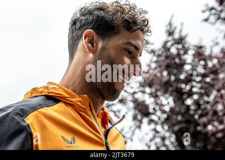 Stavelot, Belgien, 27.. August 2022, Daniel Ricciardo, aus Australien tritt für McLaren F1 an. Qualifying, Runde 14 der Formel-1-Meisterschaft 2022. Kredit: Michael Potts/Alamy Live Nachrichten Stockfoto