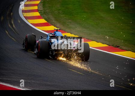 Stavelot, Belgien, 27.. August 2022, Esteban Ocon, aus Frankreich tritt für Alpine F1 an. Qualifying, Runde 14 der Formel-1-Meisterschaft 2022. Kredit: Michael Potts/Alamy Live Nachrichten Stockfoto