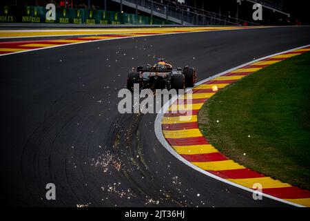 Stavelot, Belgien, 27.. August 2022, Daniel Ricciardo, aus Australien tritt für McLaren F1 an. Qualifying, Runde 14 der Formel-1-Meisterschaft 2022. Kredit: Michael Potts/Alamy Live Nachrichten Stockfoto