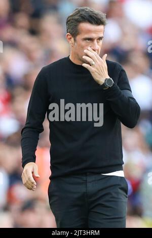 London, Großbritannien. 27. August 2022. Fulham Manager Marco Silva in London, Großbritannien am 8/27/2022. (Foto von Arron Gent/News Images/Sipa USA) Quelle: SIPA USA/Alamy Live News Stockfoto