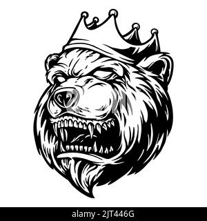 Angry Bear King Logo extreme Sport Silhoette Vektor Illustrationen für Ihre Arbeit Logo, Maskottchen Merchandise T-Shirt, Aufkleber und Label Designs, Poster, Stockfoto