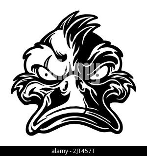 Bad Duck Clipart Schwarz-Weiß Maskottchen Vektor-Illustrationen für Ihre Arbeit Logo, Maskottchen Merchandise T-Shirt, Aufkleber und Label-Designs, Poster, begrüßen Stockfoto