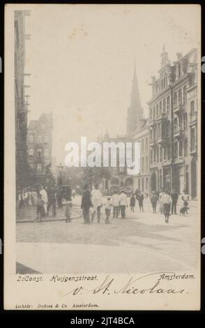 Tweede Constantijn Huygensstraat vanaf hoek Eerste Helmersstraat naar Overtoom. Uitgave Dubois & co. Amsterdam, Stockfoto