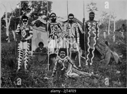 Zwei repräsentative Stämme von Queensland - Eingeborene von Yabber, Kabi Tribe. Stockfoto