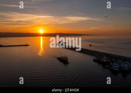 Drohnenschießen das Schloss sile und seine Umgebung, sile, istanbul, türkei Stockfoto