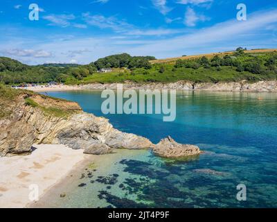 Isolierter Strand, nr, Maenporth Beach, Falmouth, Cornwall, England, Großbritannien, GB. Stockfoto