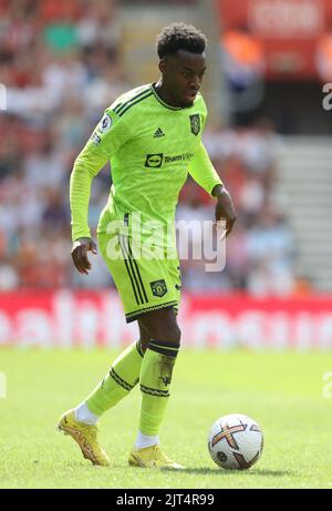 Southampton, England, 27.. August 2022. Anthony Elanga von Manchester United während des Spiels der Premier League im St. Mary's Stadium, Southampton. Bildnachweis sollte lauten: Paul Terry / Sportimage Stockfoto