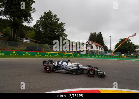 Spa Francorchamps, Vallonia, Belgien. 27. August 2022. Yuki Tsunoda (JAP) Alpha Tauri AT03 - während der Qualifikationssitzung des Grand Prix von Belgien F1 2022 (Bildnachweis: © Alessio De Marco/ZUMA Press Wire) Stockfoto