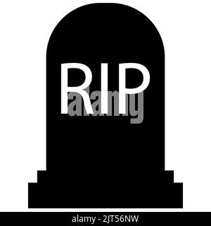 Halloween Grabsymbol auf weißem Hintergrund. Grabsteinschild. RIP Grabstein Symbol. Flacher Stil. Stockfoto