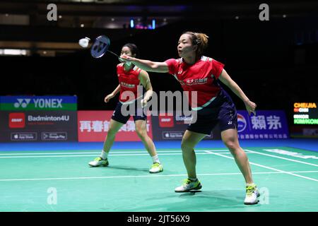 Tokio, Japan. 28. August 2022. CHEN Qing Chen & JIA Yi Fan (CHN) Badminton : TotalEnergies BWF World Championships 2022 Frauen-Doppel-Finale am Tokyo Metropolitan Gymnasium in Tokio, Japan . Quelle: Naoki Morita/AFLO SPORT/Alamy Live News Stockfoto