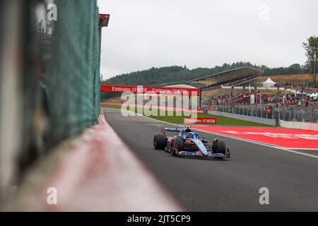 Spa Francorchamps, Vallonia, Belgien. 27. August 2022. Esteban Ocon(FRA) Alpine A522 (Bildquelle: © Alessio De Marco/ZUMA Press Wire) Stockfoto