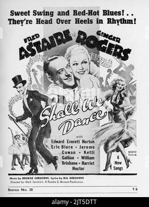 FRED ASTAIRE und GINGER ROGERS in SHALL WE DANCE 1937 Regisseur MARK SANDRICH music George Gershwin Lyrics Ira Gershwin RKO Radio Pictures Stockfoto