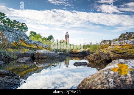 Leuchtturm an der Küste der Insel bornholm dänemark Stockfoto