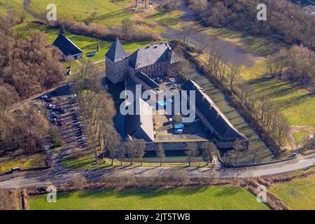 Luftaufnahme, Wasserschloss Haus Kemnade im Blankenstein-Kreis Hattingen, Ruhrgebiet, Nordrhein-Westfalen, Deutschland, Bienenmuseum, Burg, Burg Stockfoto