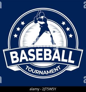 Ein Baseballturnier-Logo auf blauem Hintergrund Stock Vektor