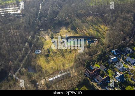 Luftaufnahme, Südpark Schwimmbad Wasserwelten im Landkreis Höntrop in Bochum, Ruhrgebiet, Nordrhein-Westfalen, Deutschland, Bochum, DE, Europa, out Stockfoto