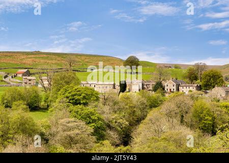 Das Dorf Keld, Swaledale, im Yorkshire Dales Nationalpark, im Frühjahr. Stockfoto