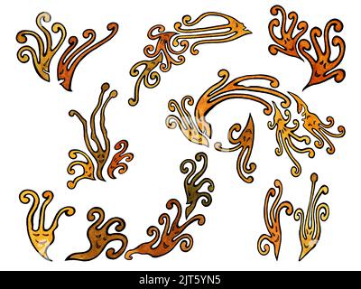 Set von Aquarell lustige Halloween Kürbis Geister. Emotionen wie Menschen. Elemente auf weißem Hintergrund isoliert. Stockfoto