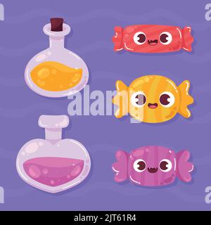 Fünf halloween-Feier-Set-Ikonen Stock Vektor