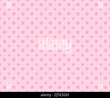 Rosa Sterne- und Kreismuster - - Rosa Prinzenmuster - Muster aus Textilgewebe Stock Vektor