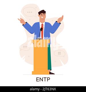 MBTI Personentypen Konzept. Socionics mbti. Persönlichkeitstest. Debattierzeichen. Flache Vektorgrafik Stock Vektor